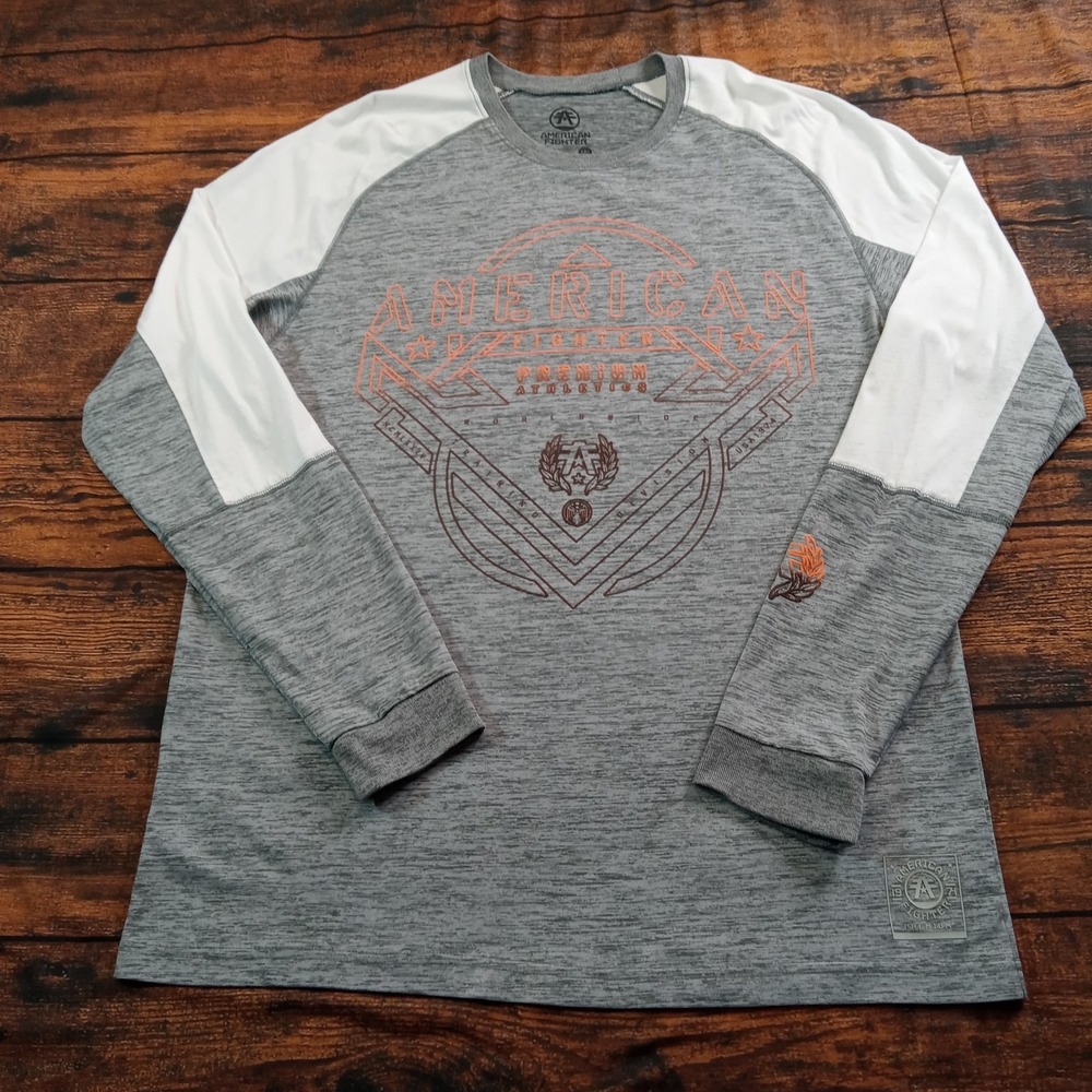 American Fighter Long Sleeve Crew Neck T-Shirt Men's XXL Gray